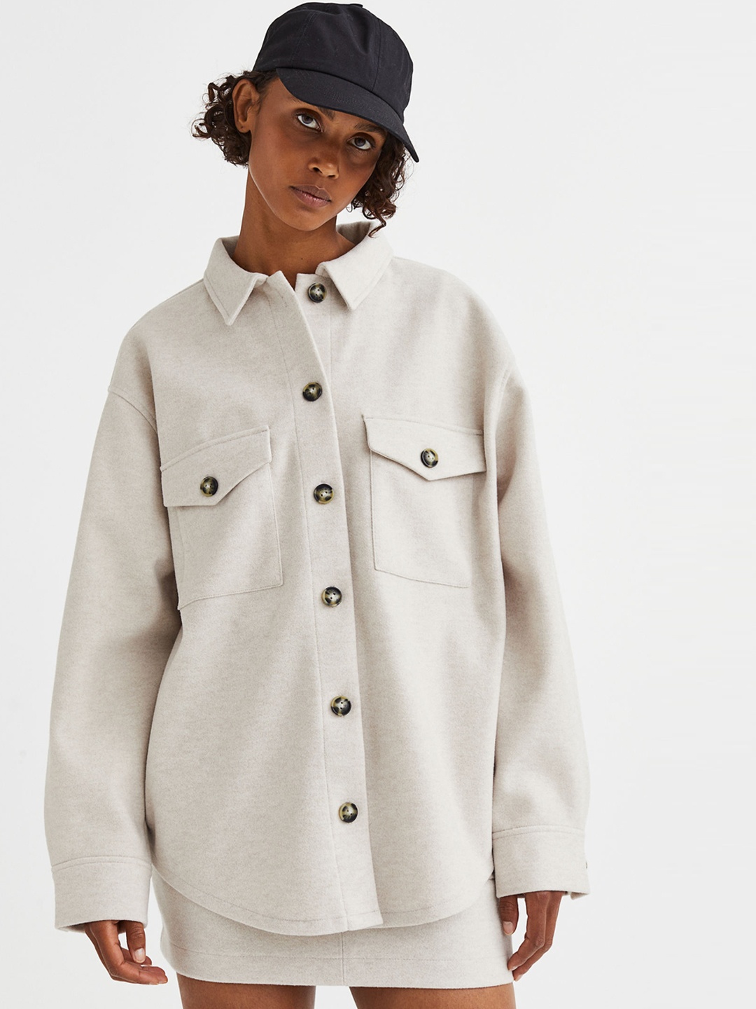 H&M Women Oversized Shacket, Beige