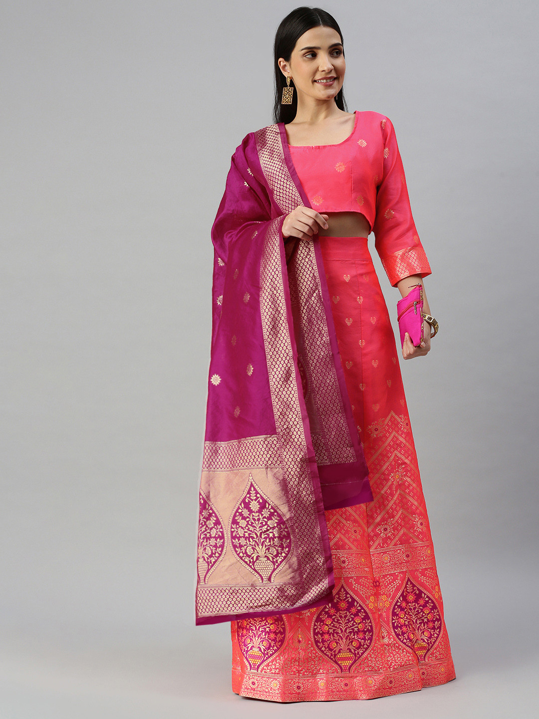 VAIRAGEE Woven Design Semi-Stitched Lehenga & Unstitched Blouse With Dupatta, Pink
VAIRAGEE Woven Design Semi-Stitched Lehenga & Unstitched Blouse With Dupatta, Pink