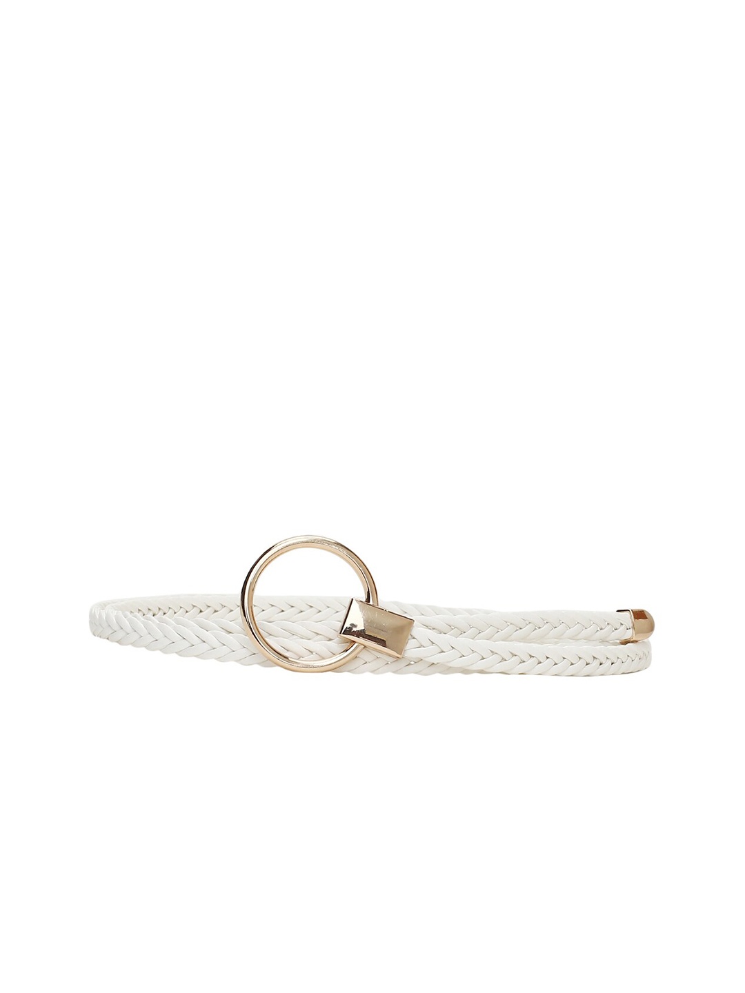 CRUSSET Women PU D-Ring Belt, White