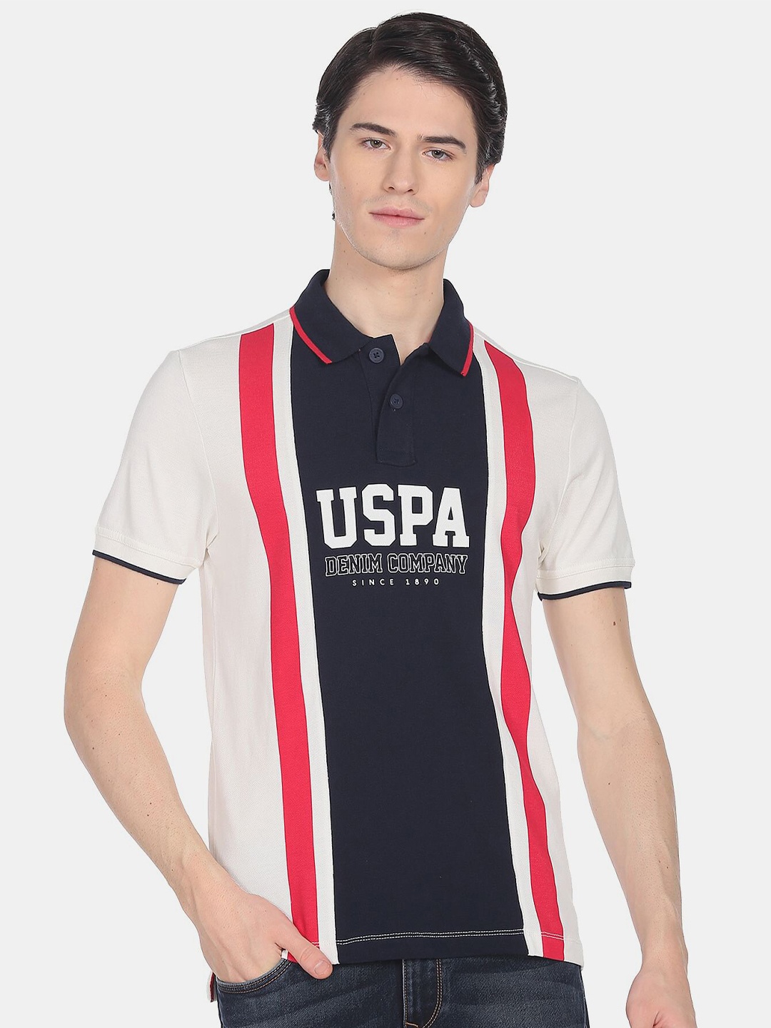 U.S. Polo Assn. Denim Co. Men Colourblocked Polo Collar Pure Cotton T-shirt, Navy blue
U.S. Polo Assn. Denim Co. Men Colourblocked Polo Collar Pure Cotton T-shirt, Navy blue