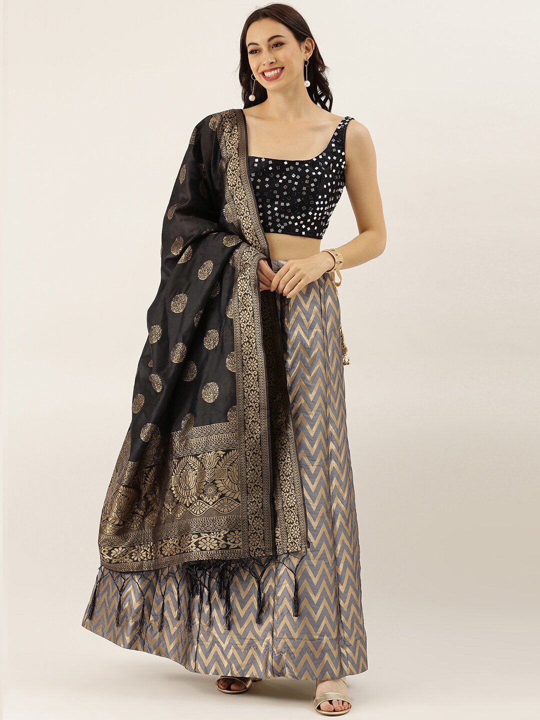 Kaizen TEXO FAB Embellished Semi-Stitched Lehenga & Unstitched Blouse With Dupatta, Grey
Kaizen TEXO FAB Embellished Semi-Stitched Lehenga & Unstitched Blouse With Dupatta, Grey