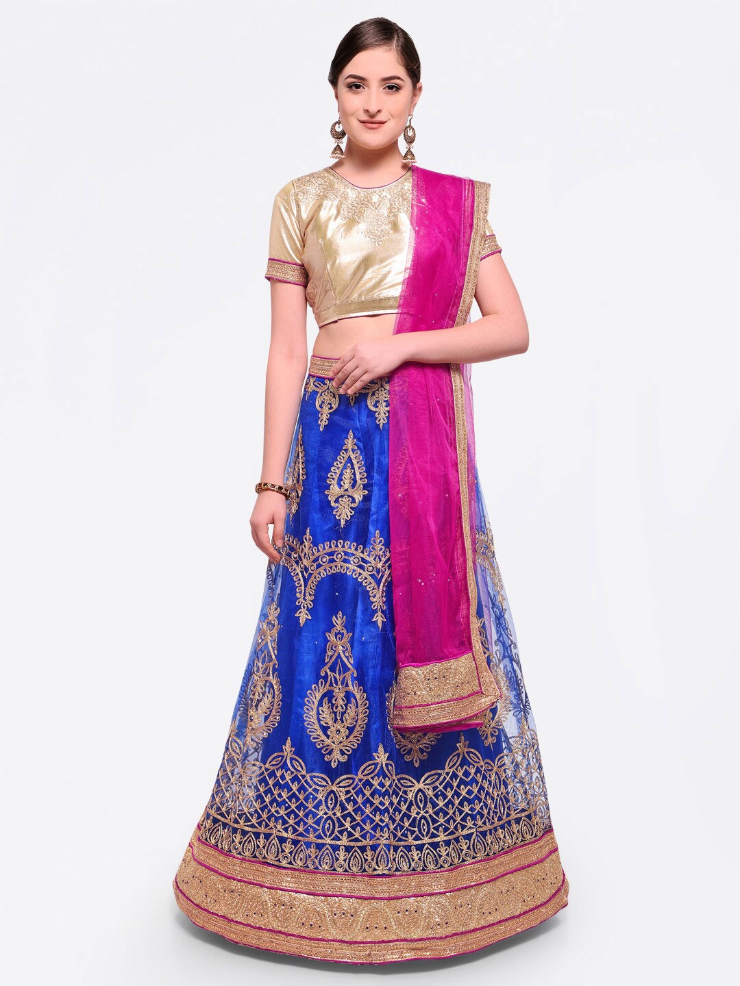 HERE&NOW Embroidered Thread Work Semi-Stitched Lehenga & Unstitched Blouse With Dupatta, Blue
HERE&NOW Embroidered Thread Work Semi-Stitched Lehenga & Unstitched Blouse With Dupatta, Blue