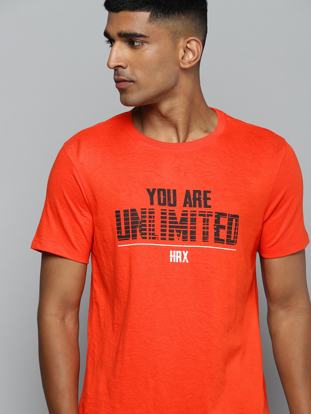 HRX by Hrithik Roshan Men Typography Printed T-shirt, Orange