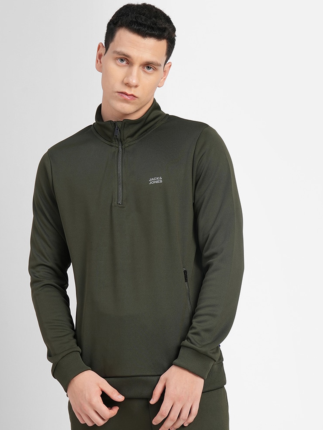 Jack & Jones Men Mock Collar Tracksuits, Green