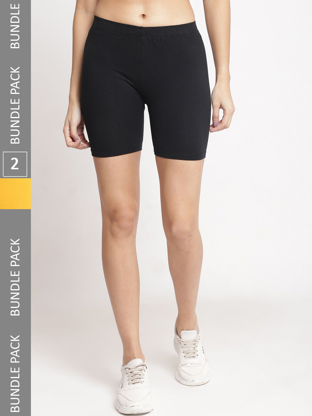 Jinfo Women Pack Of 2 Cotton Cycling Shorts, Black 
Jinfo Women Pack Of 2 Cotton Cycling Shorts, Black