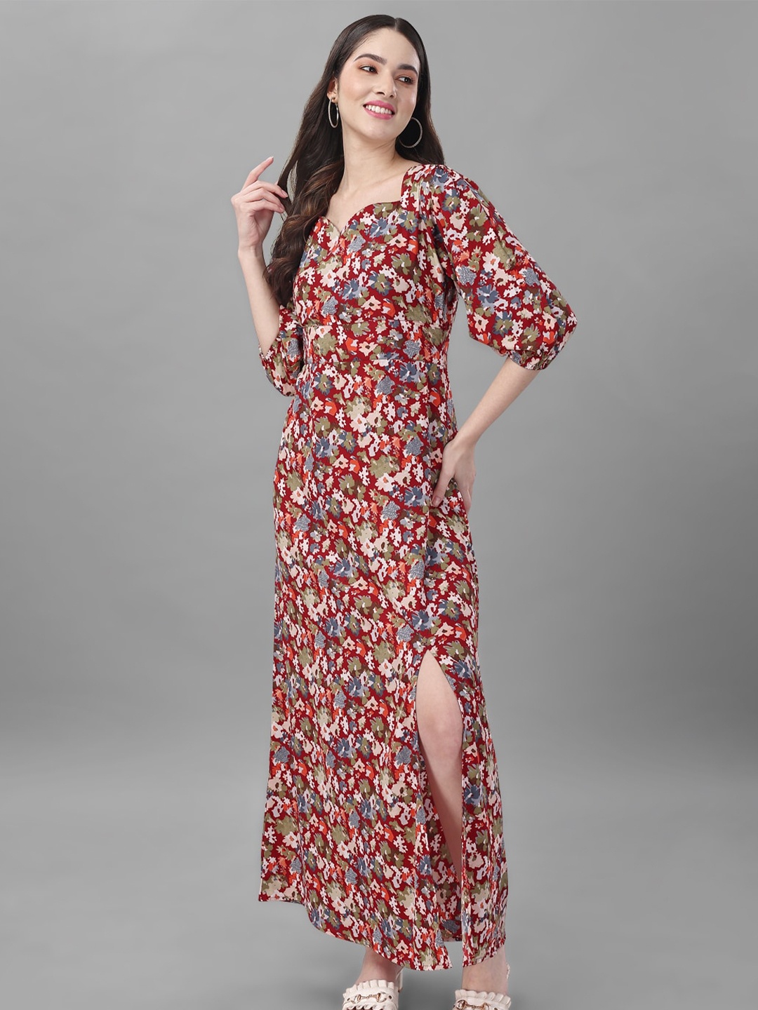 Urban Luxe Floral Maxi Dress, Red