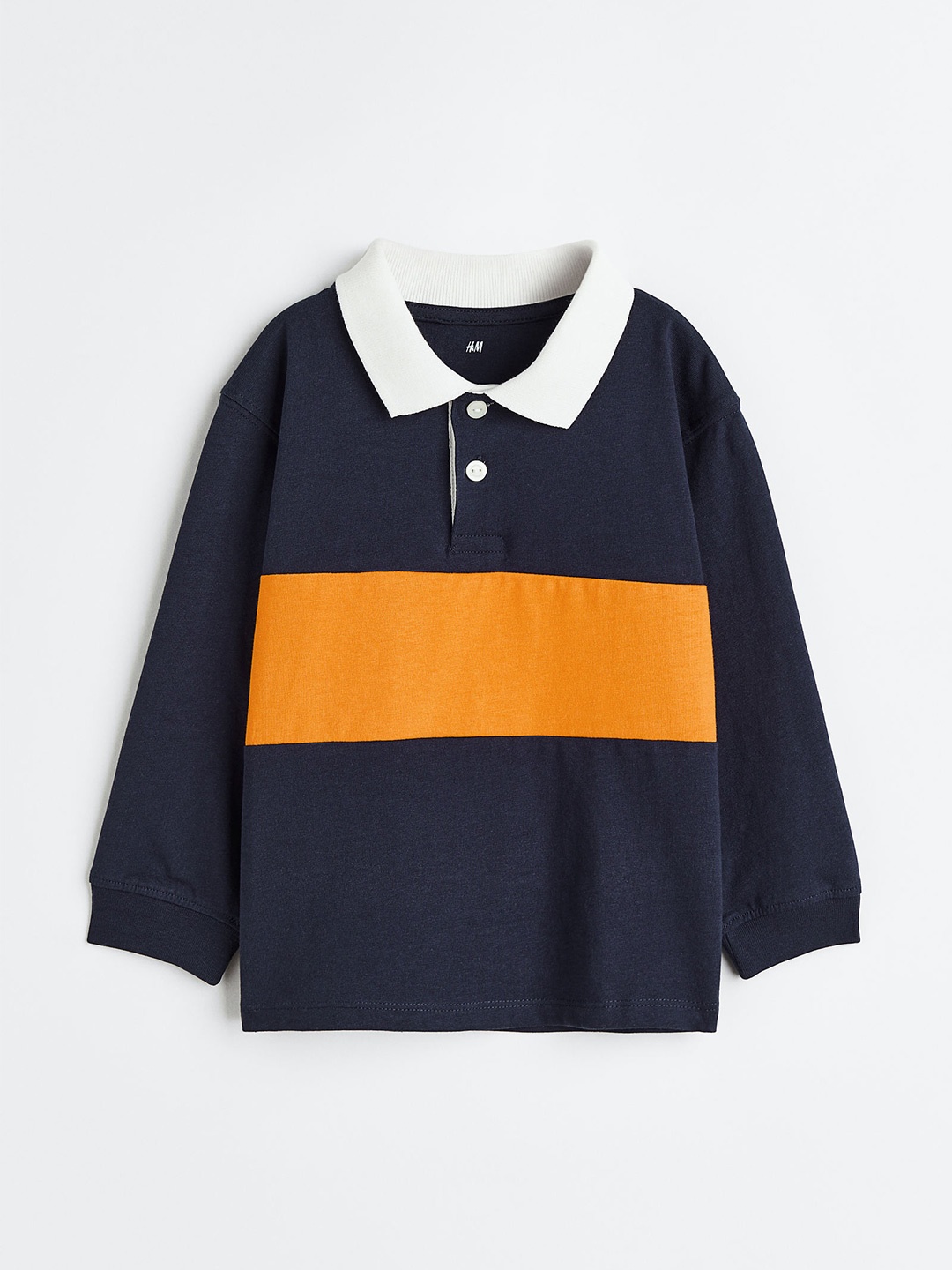 H&M Boys Pure Cotton Rugby Shirt, Blue