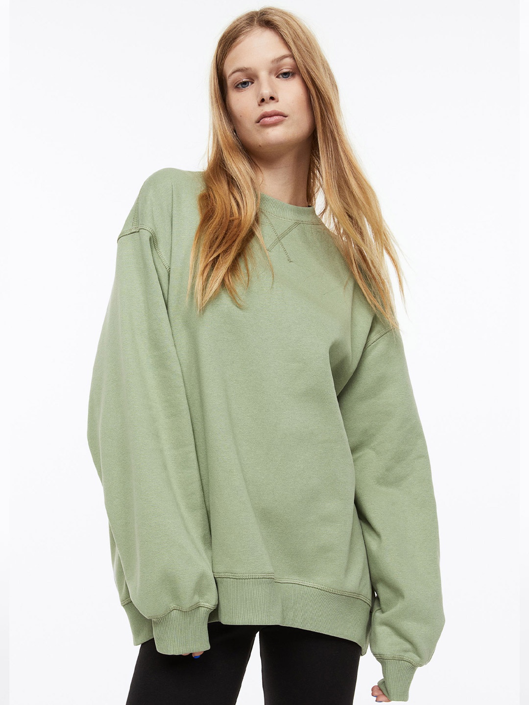 H&M Women Oversized Sweatshirt, Green
