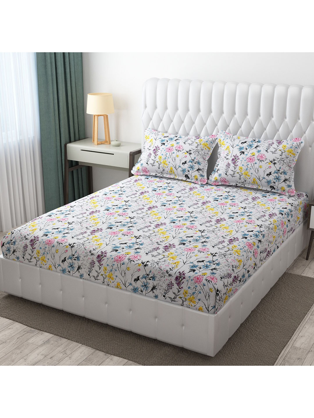 Bajo's White & Yellow Floral Printed 250 TC King Cotton Bedsheet with 2 Pillow Covers
Bajo's White & Yellow Floral Printed 250 TC King Cotton Bedsheet with 2 Pillow Covers