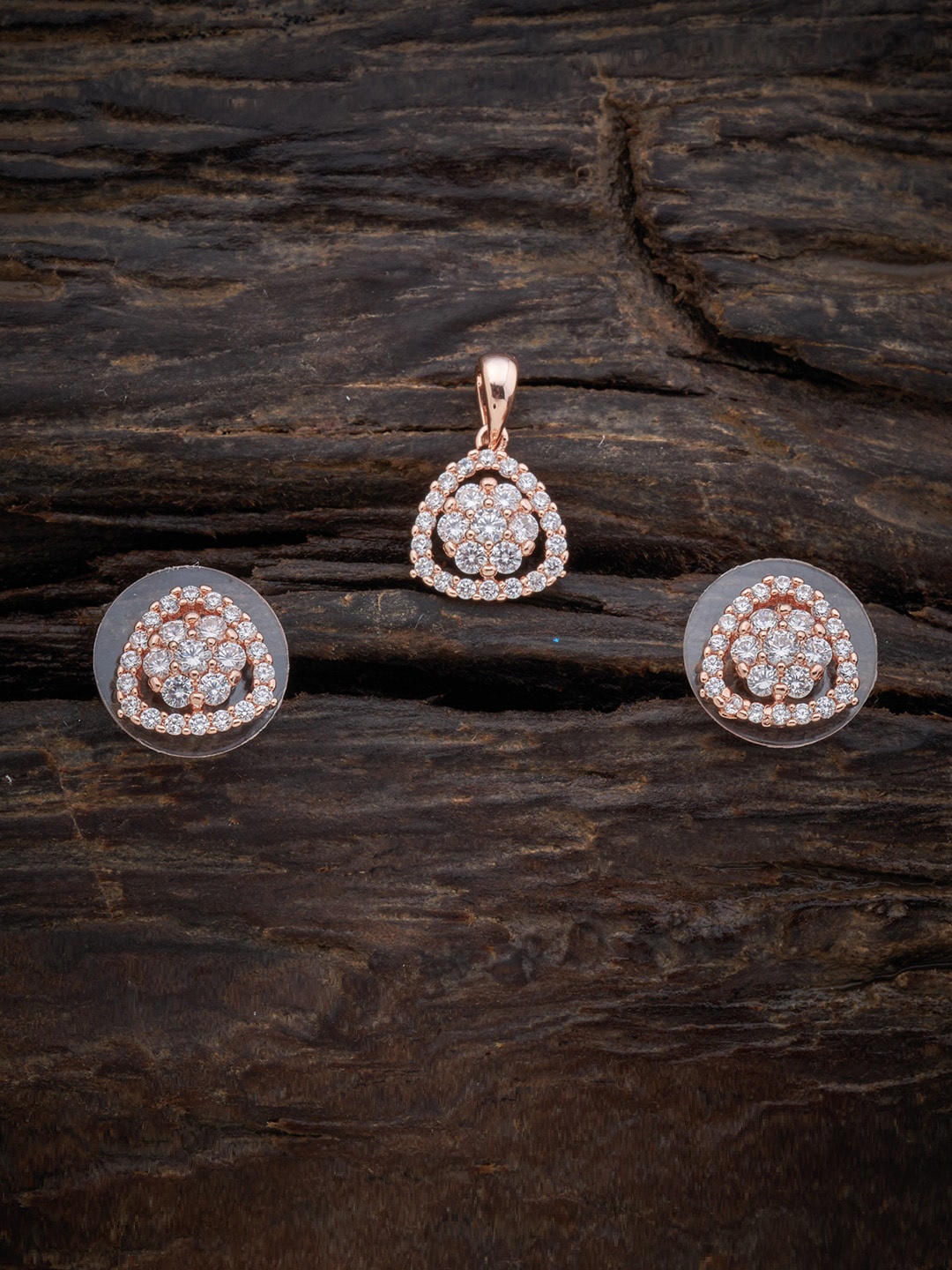 Kushal's Fashion Jewellery Rose-Gold Plated CZ Studded Pendant With Earring Set, White
Kushal's Fashion Jewellery Rose-Gold Plated CZ Studded Pendant With Earring Set, White