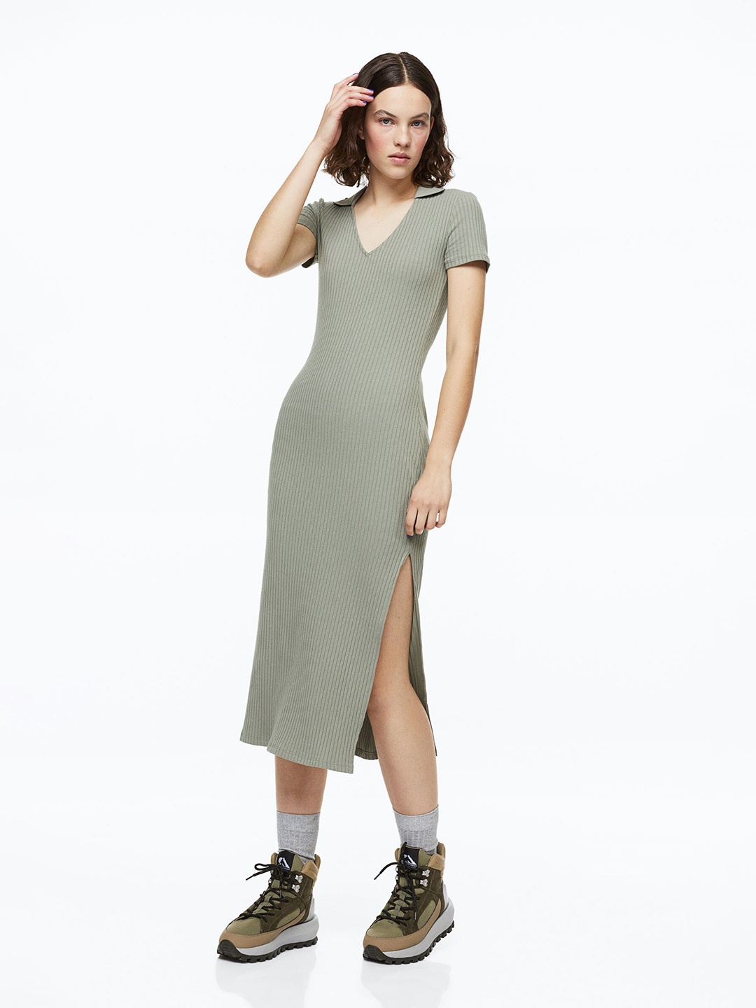 H&M Ribbed Bodycon Dress, Sea green