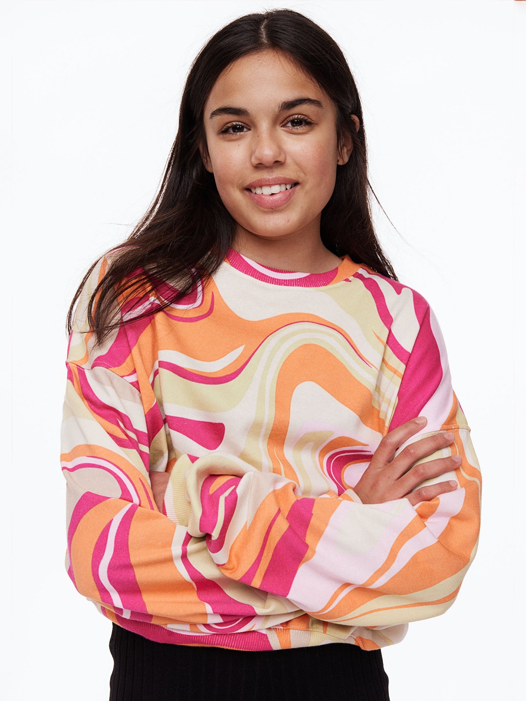 H&M Girls Oversized Sweatshirt, White