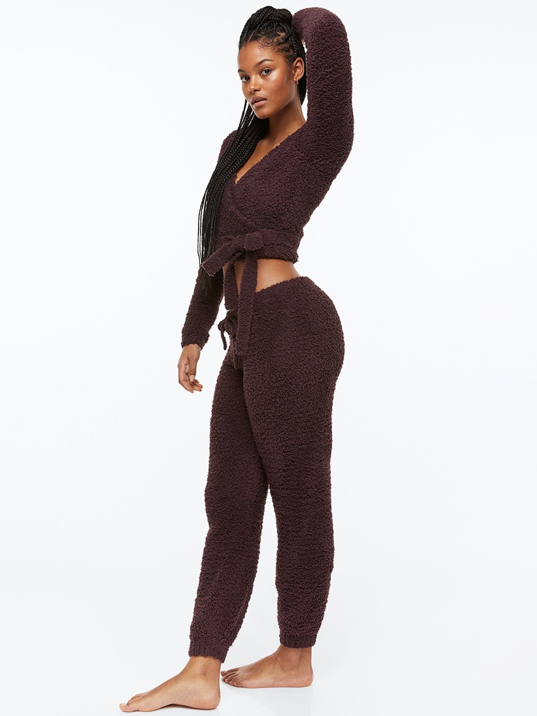H&M Women Fluffy Joggers, Burgundy