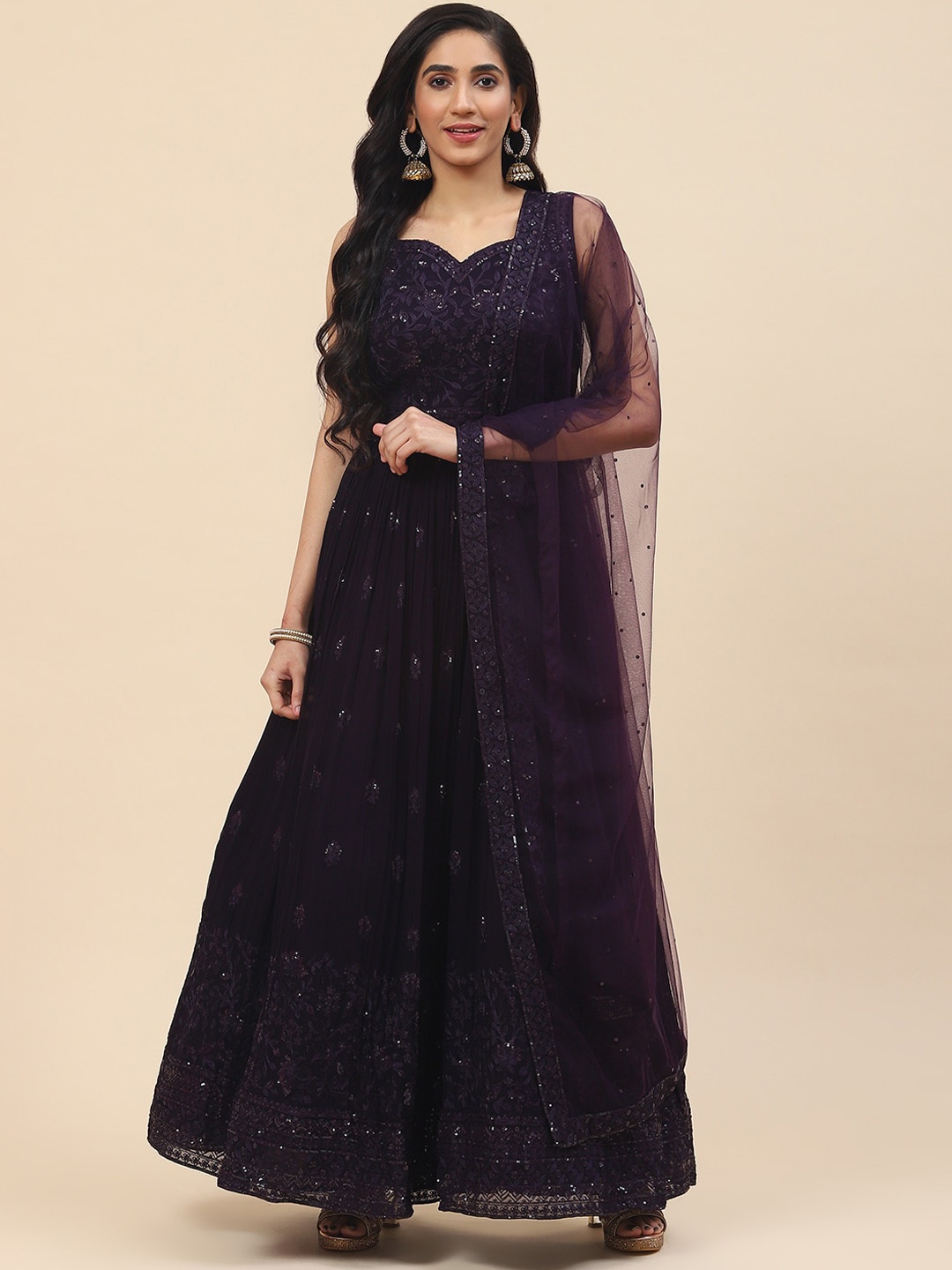 Meena Bazaar Women Ethnic Motifs Embroidered Sequinned Kurta with Churidar & Dupatta, Purple
Meena Bazaar Women Ethnic Motifs Embroidered Sequinned Kurta with Churidar & Dupatta, Purple