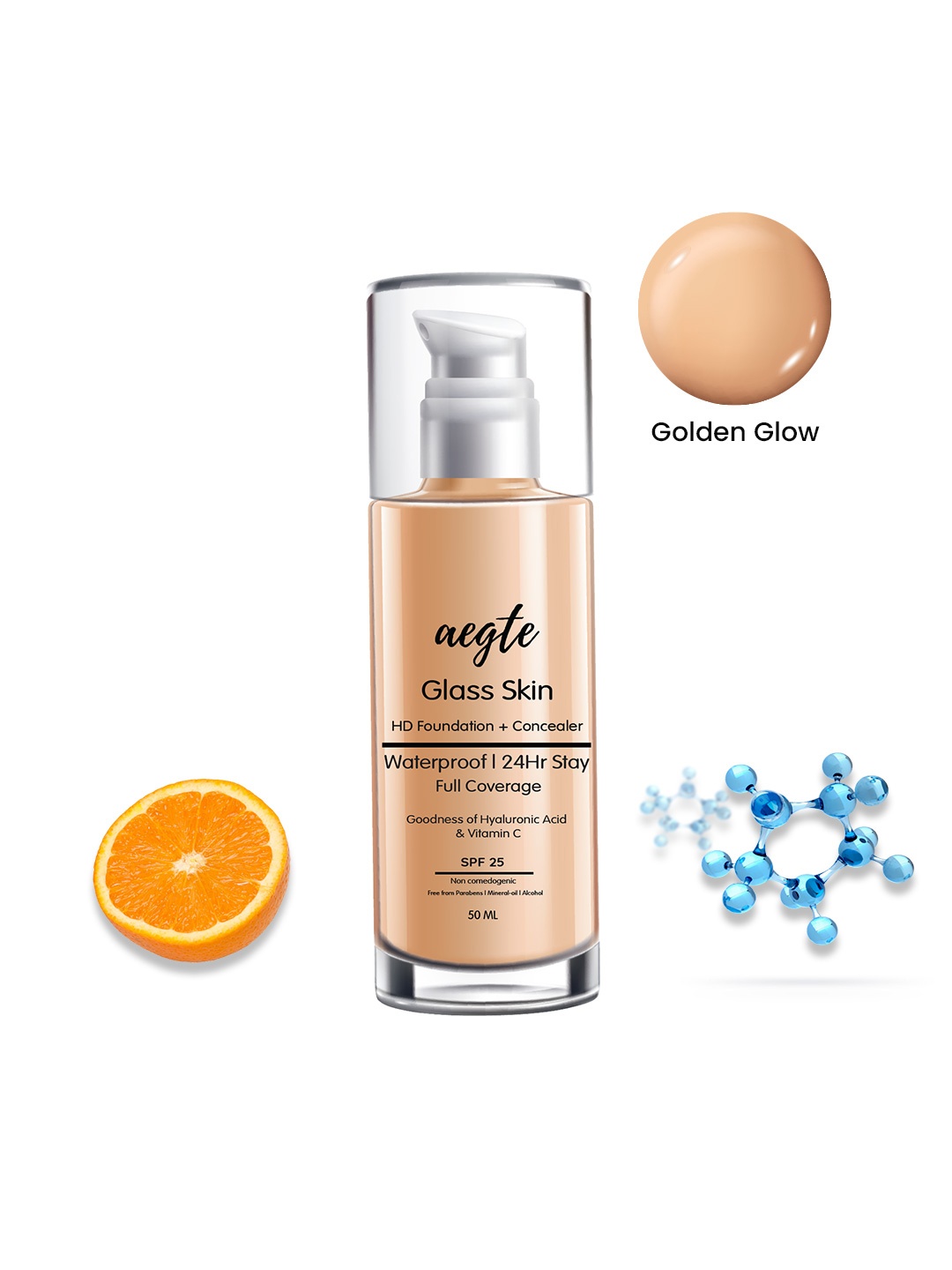 Aegte Glass Skin SPF 25 Matte HD Foundation & Concealer with Hyaluronic Acid - Golden Glow, Beige
Aegte Glass Skin SPF 25 Matte HD Foundation & Concealer with Hyaluronic Acid - Golden Glow, Beige