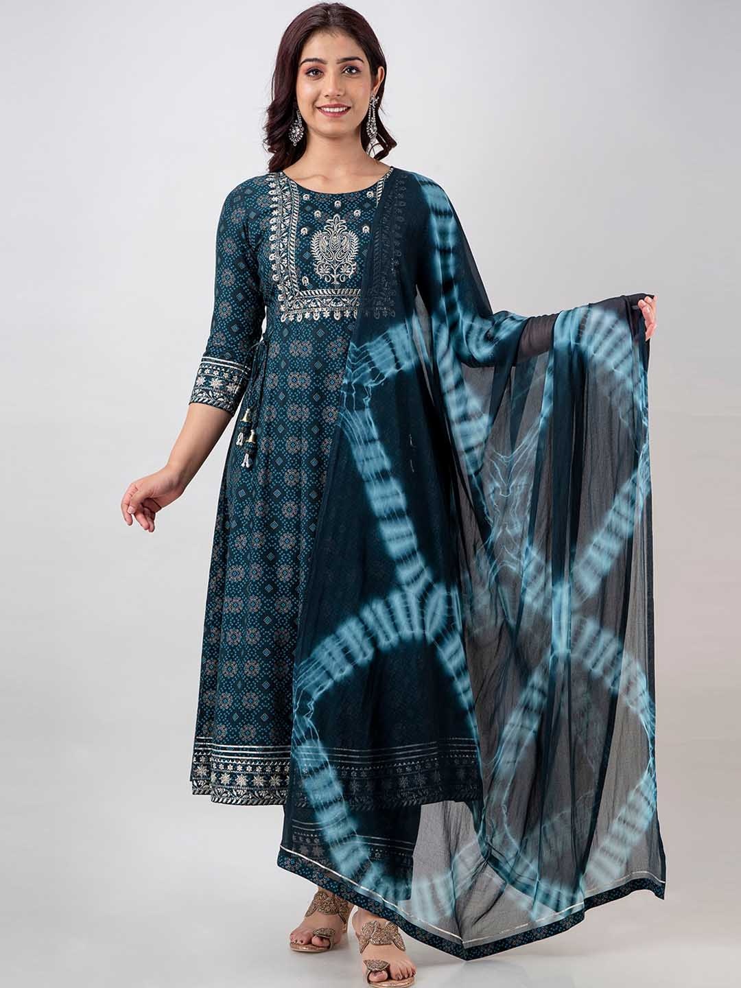 CKM Women Floral Embroidered Kurta with Trousers & With Dupatta, Sea green
CKM Women Floral Embroidered Kurta with Trousers & With Dupatta, Sea green