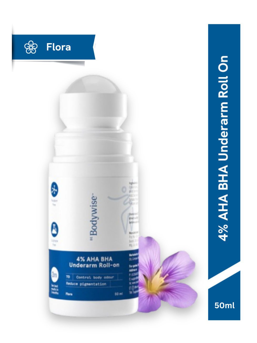 Be Bodywise 4% AHA BHA Underarm Roll On - Floral Fragrance & Fades Pigmentation-50ml, Blue
Be Bodywise 4% AHA BHA Underarm Roll On - Floral Fragrance & Fades Pigmentation-50ml, Blue