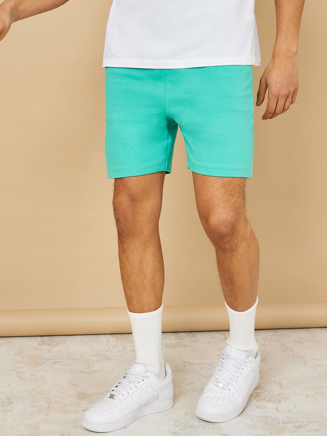 Styli Men Basic Regular Fit Knit Shorts, Green
