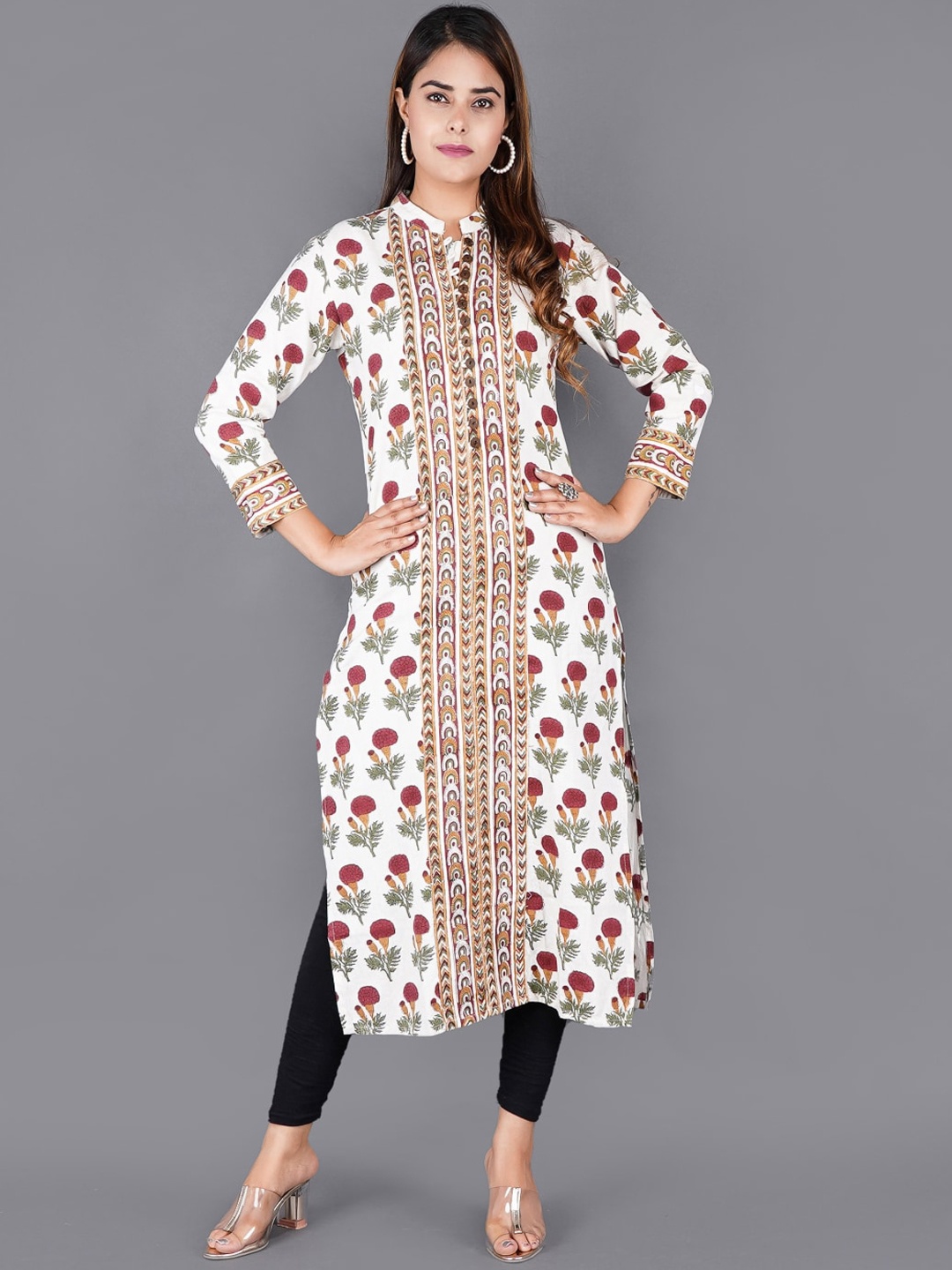 HERE&NOW Women White Geometric Printed Keyhole Neck Flared Sleeves Mirror Work Kurta
HERE&NOW Women White Geometric Printed Keyhole Neck Flared Sleeves Mirror Work Kurta
