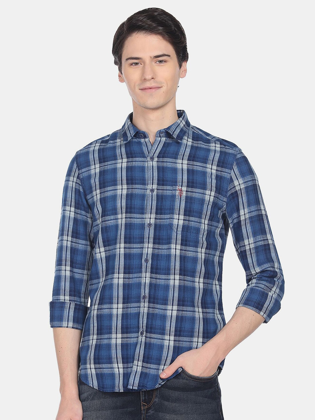 U.S. Polo Assn. Denim Co. Spread Collar Blue Slim Fit Tartan Checked Casual Cotton Shirt
U.S. Polo Assn. Denim Co. Spread Collar Blue Slim Fit Tartan Checked Casual Cotton Shirt