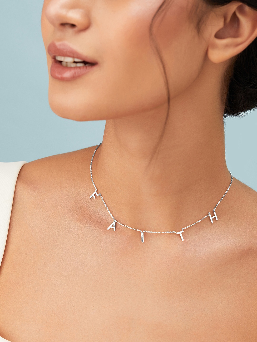Rubans Silver Sterling Silver Rhodium-Plated Elegant Silver Faith Charm Pendant Necklace
Rubans Silver Sterling Silver Rhodium-Plated Elegant Silver Faith Charm Pendant Necklace