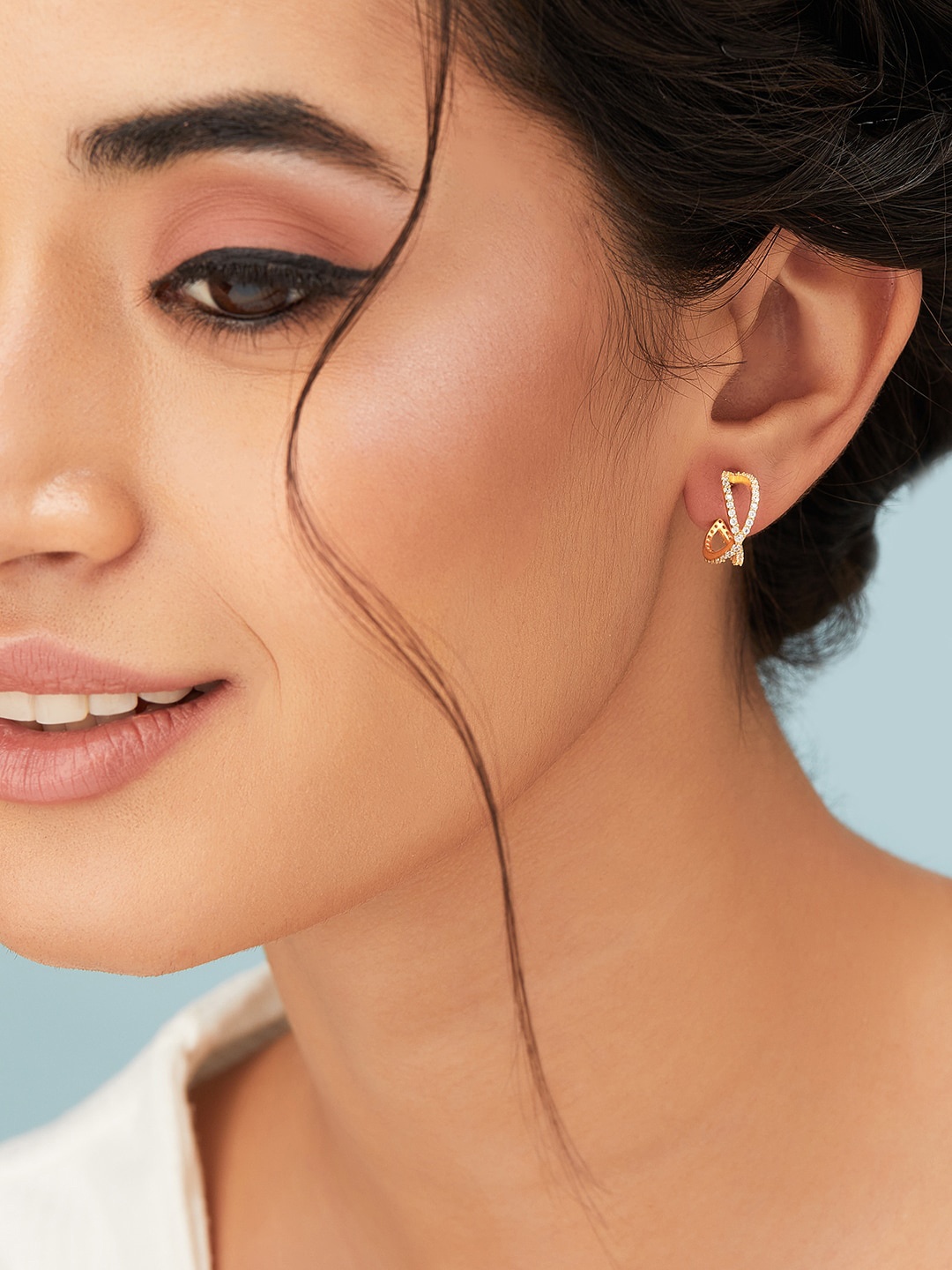 Rubans Silver 925 Sterling Silver & Gold-Plated Zirconia Circular Half Hoop Earrings, White
Rubans Silver 925 Sterling Silver & Gold-Plated Zirconia Circular Half Hoop Earrings, White