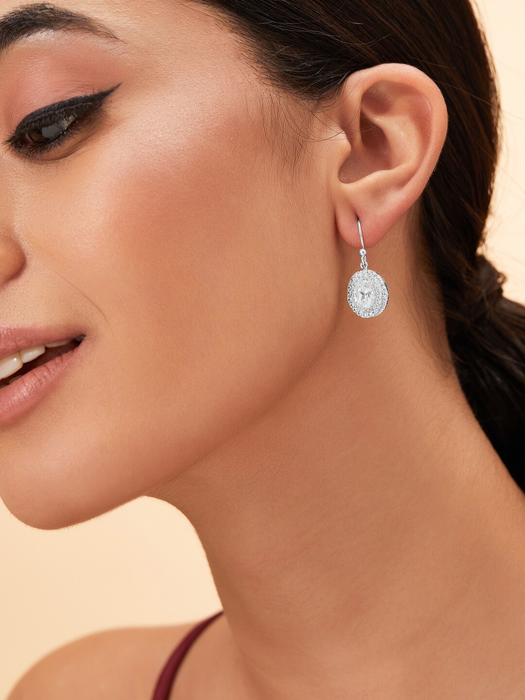 Rubans Silver 925 Sterling Silver & Rhodium-Plated Zirconia Circular Drop Earrings, White
Rubans Silver 925 Sterling Silver & Rhodium-Plated Zirconia Circular Drop Earrings, White