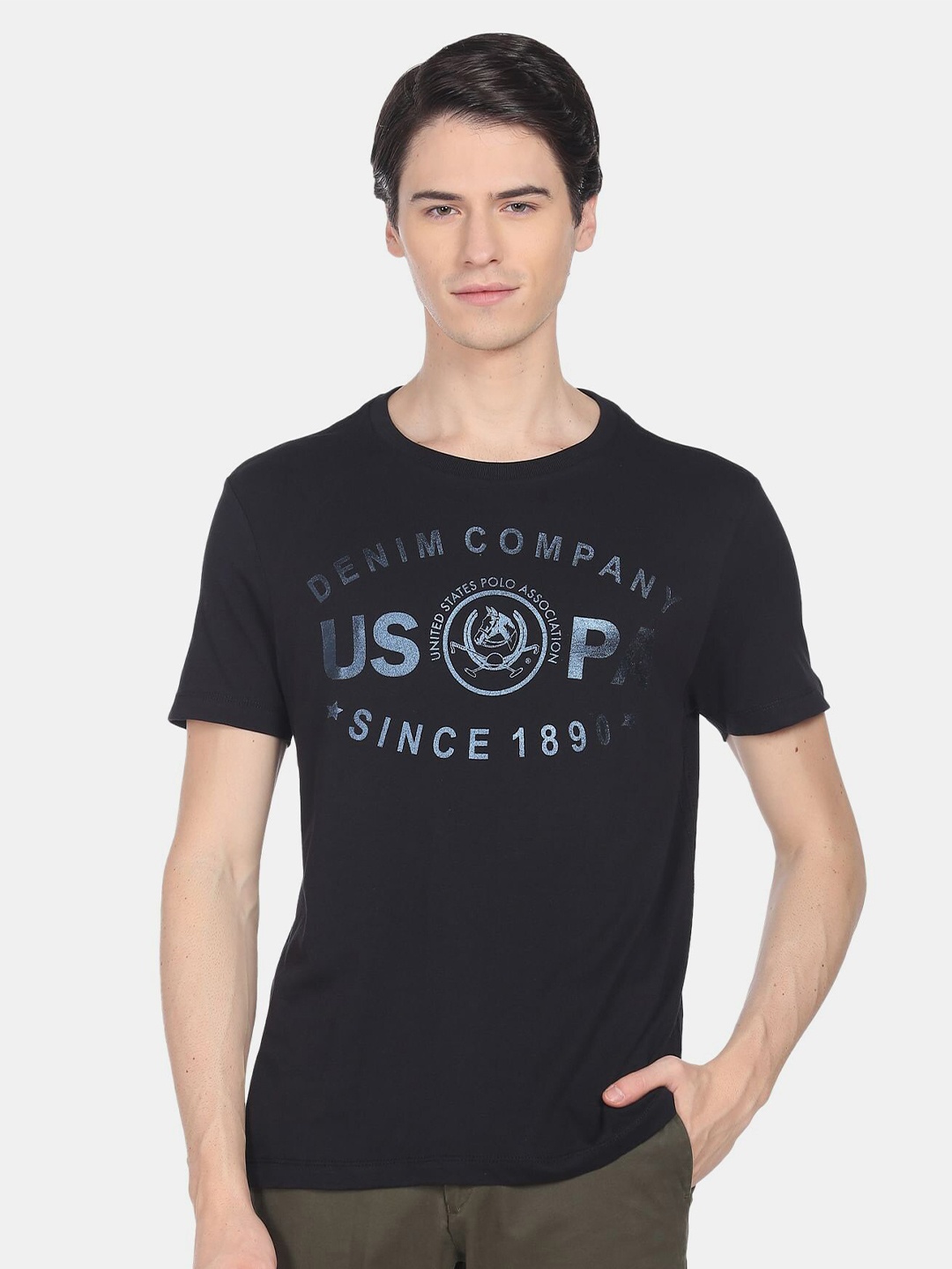 U.S. Polo Assn. Denim Co. Men Plus Size Brand Logo Printed Pure Cotton T-shirt, Black
U.S. Polo Assn. Denim Co. Men Plus Size Brand Logo Printed Pure Cotton T-shirt, Black