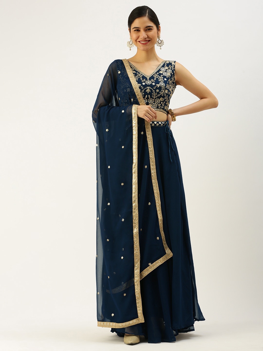 Zainab chottani Embroidered Thread Work Semi-Stitched Lehenga & Unstitched Blouse, Navy blue
Zainab chottani Embroidered Thread Work Semi-Stitched Lehenga & Unstitched Blouse, Navy blue