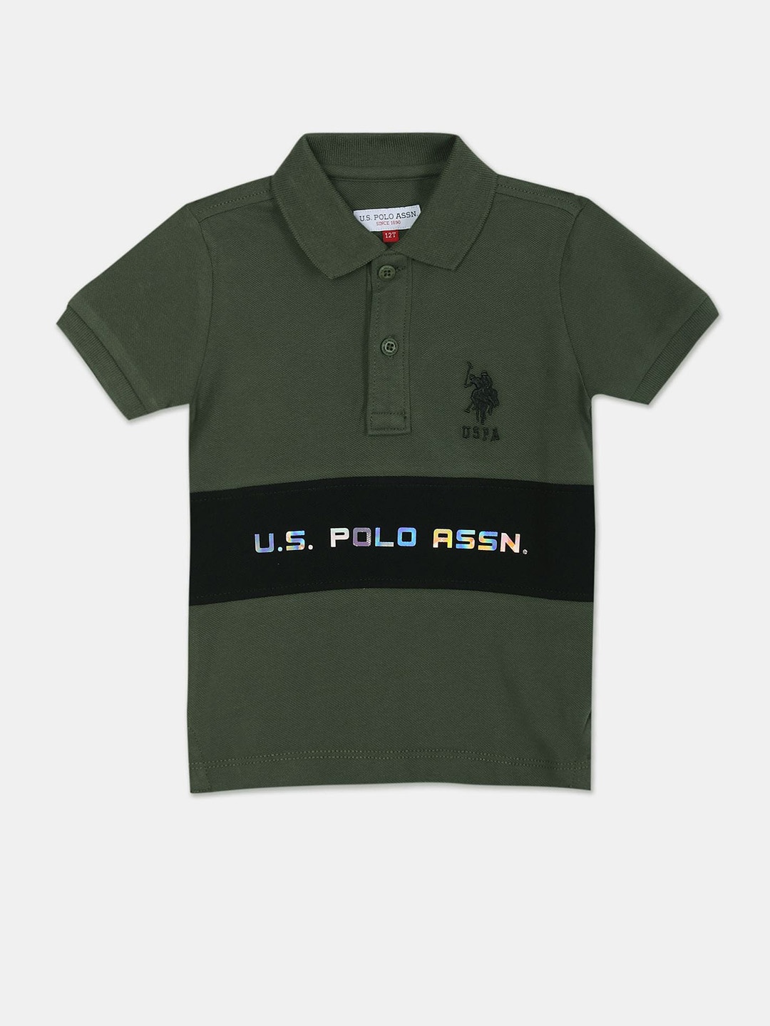 U.S. Polo Assn. Kids Boys Typography Printed Colourblocked Polo Collar Pure Cotton T-shirt, Green
U.S. Polo Assn. Kids Boys Typography Printed Colourblocked Polo Collar Pure Cotton T-shirt, Green