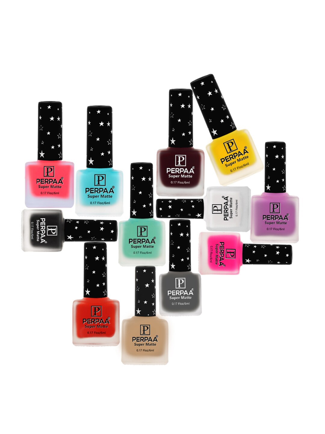 PERPAA Set of 12 Super Matte Quick-Dry & Long Lasting Matte Nail Polish 6ml each- Combo 23, Multi
PERPAA Set of 12 Super Matte Quick-Dry & Long Lasting Matte Nail Polish 6ml each- Combo 23, Multi
