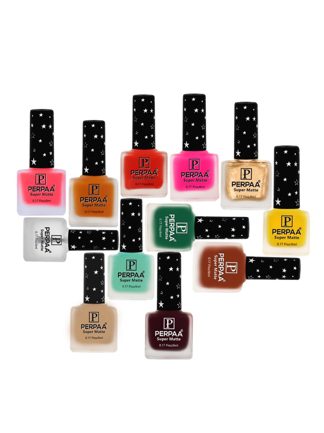 PERPAA Set of 12 Super Matte Quick-Dry & Long Lasting Matte Nail Polish 6ml each- Combo 40, Multi
PERPAA Set of 12 Super Matte Quick-Dry & Long Lasting Matte Nail Polish 6ml each- Combo 40, Multi