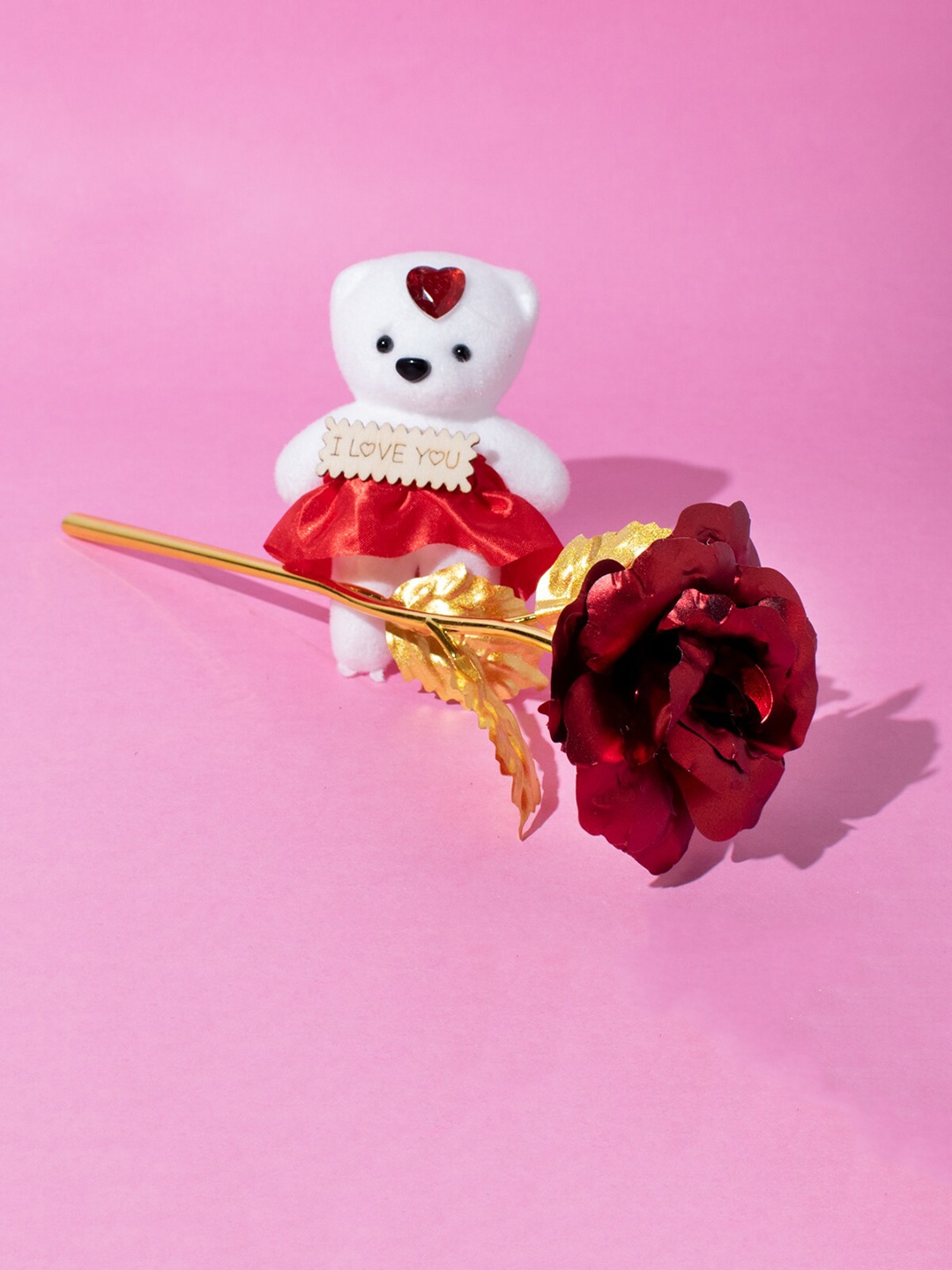StatueStudio Red Rose With Teddy Valentine Gift Box