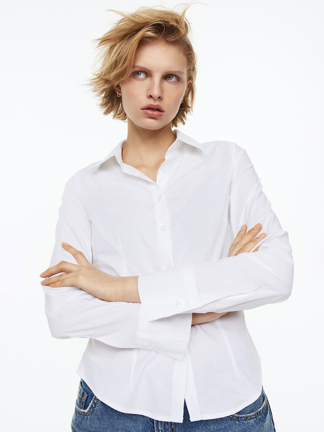 H&M Women Fitted Poplin Shirt, White
H&M Women Fitted Poplin Shirt, White