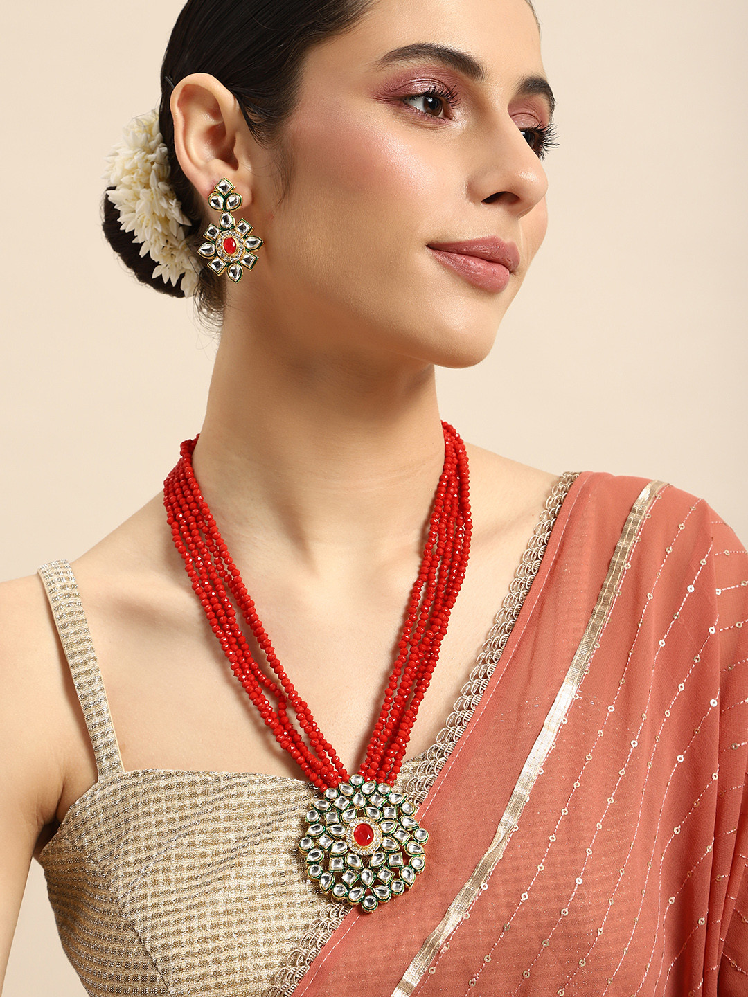 Anouk Beaded & Kundan Studded Necklace & Earring Jewellery Set, Red
Anouk Beaded & Kundan Studded Necklace & Earring Jewellery Set, Red