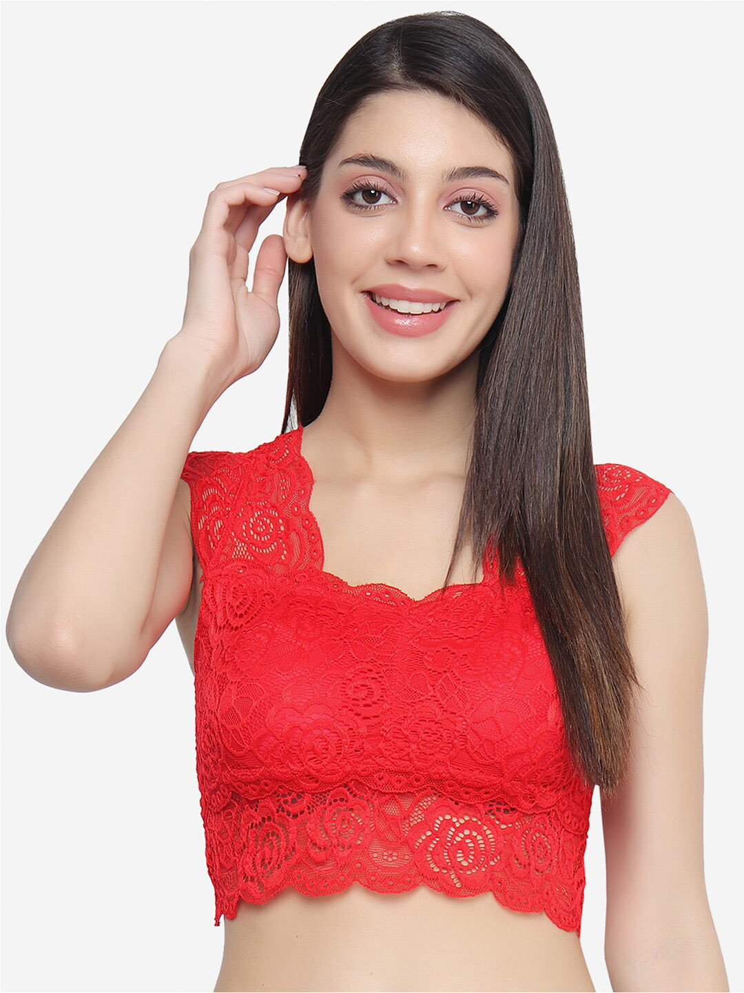 XOXO Design Floral Lace Bralette Bra, Red 
XOXO Design Floral Lace Bralette Bra, Red