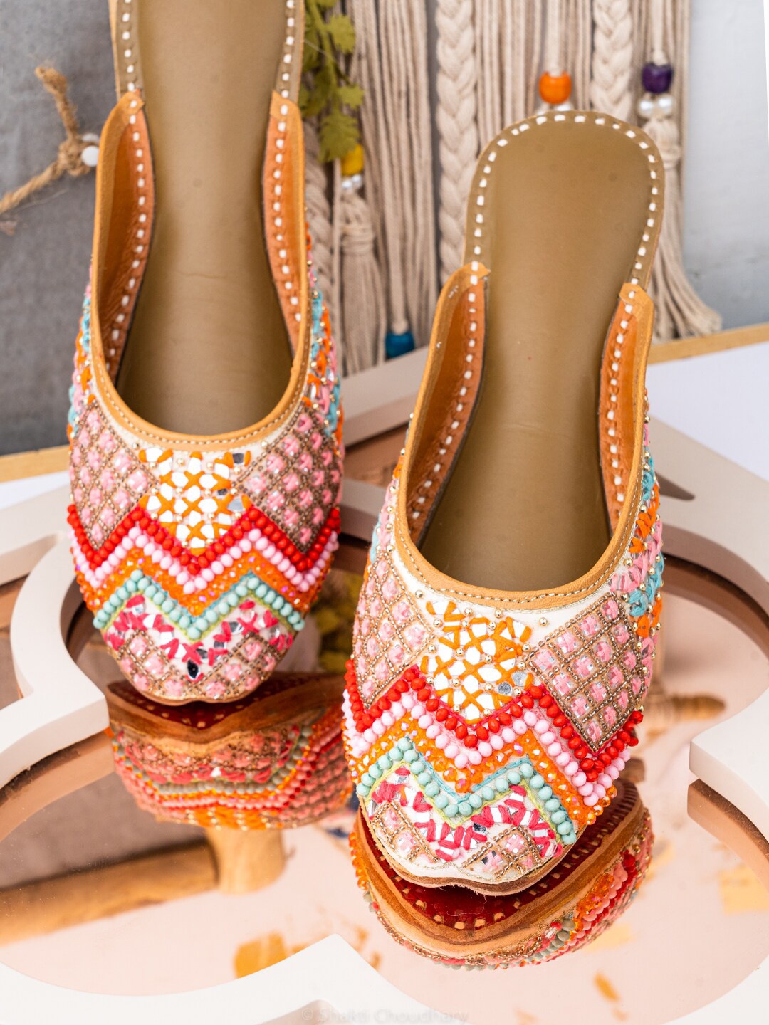 NR By Nidhi Rathi Women Leather Ethnic Ballerinas, Tan