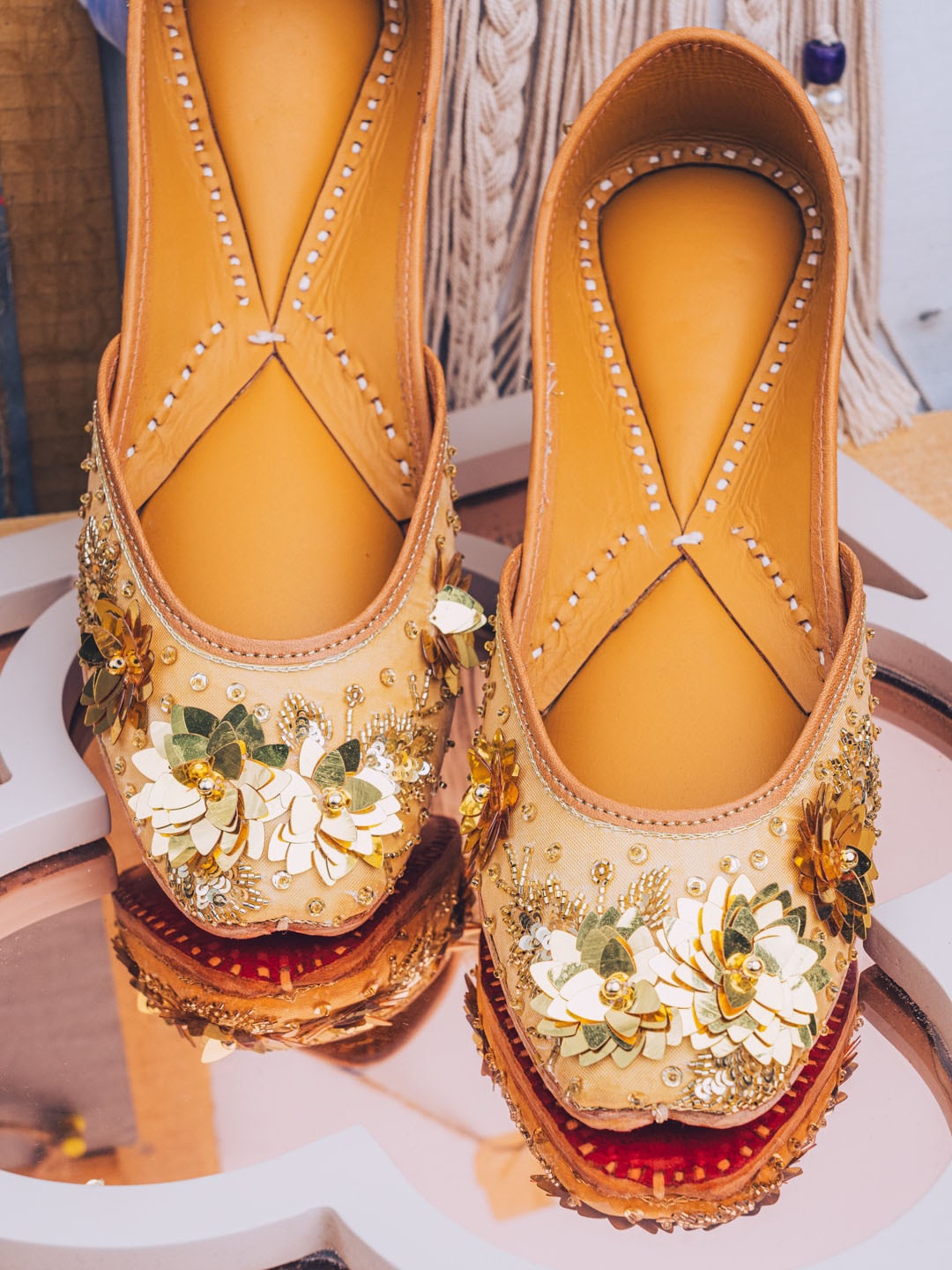 NR By Nidhi Rathi Women Ethnic Mojaris Flats, Gold
