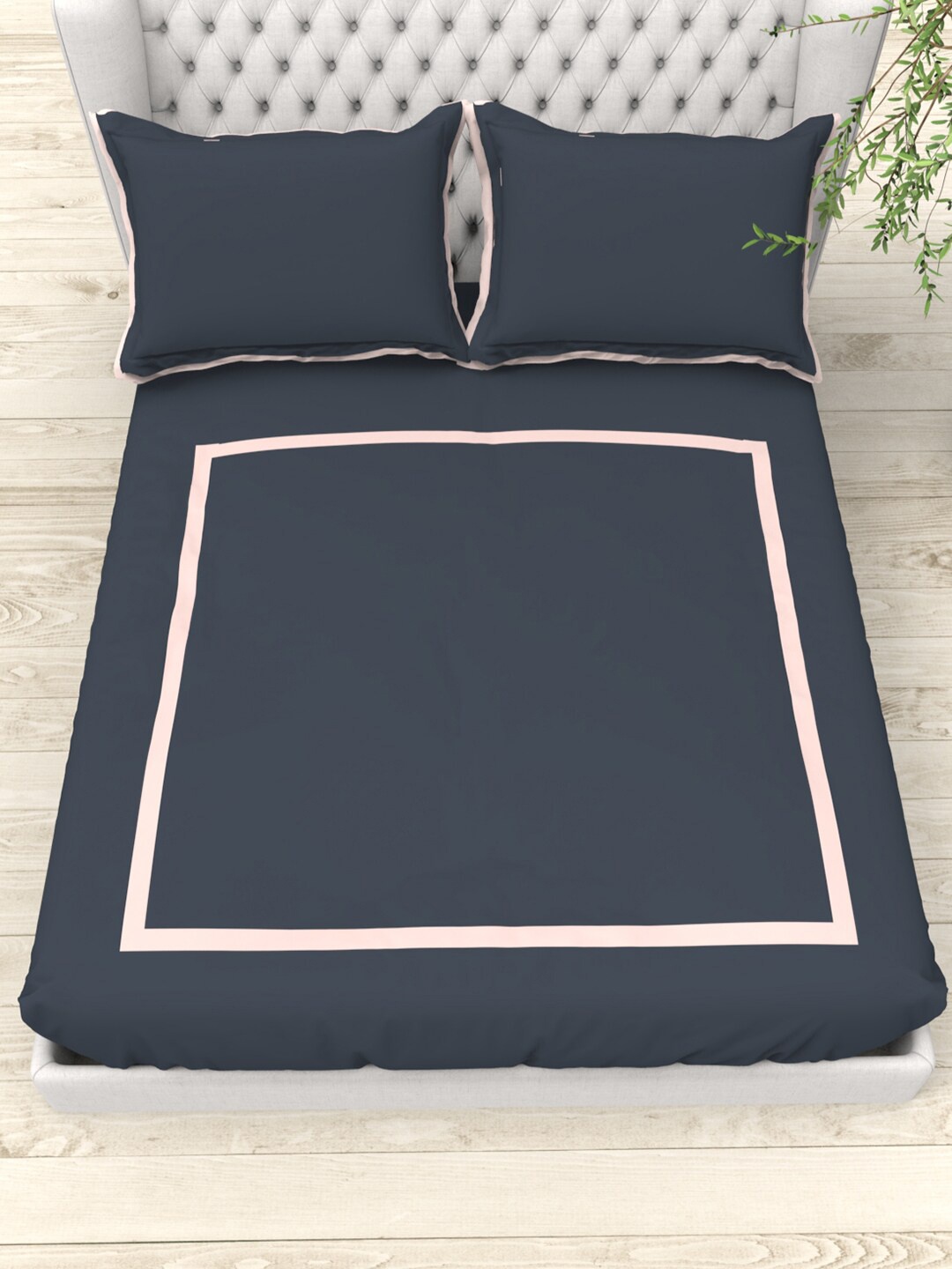 THE WHITE MOSS Grey Melange & Pink 300 TC Cotton King Bedsheet with 2 Pillow Covers
THE WHITE MOSS Grey Melange & Pink 300 TC Cotton King Bedsheet with 2 Pillow Covers