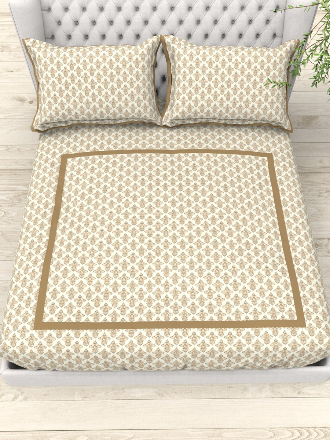 THE WHITE MOSS Cream-Coloured Ethnic Motifs 300 TC King Bedsheet with 2 Pillow Covers
THE WHITE MOSS Cream-Coloured Ethnic Motifs 300 TC King Bedsheet with 2 Pillow Covers