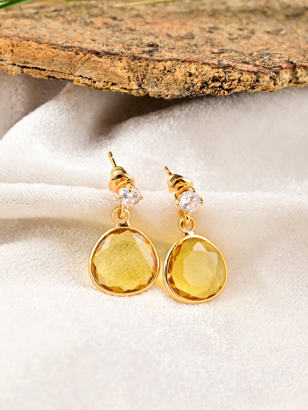 Tistabene Gold Plated Contemporary Drop Earrings, White