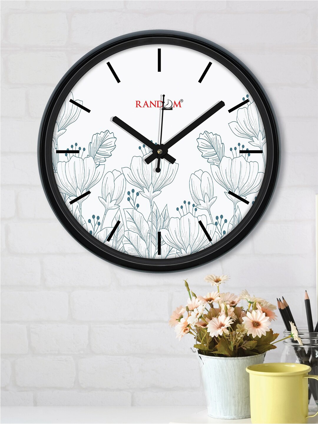 RANDOM Black Printed Contemporary Wall Clock