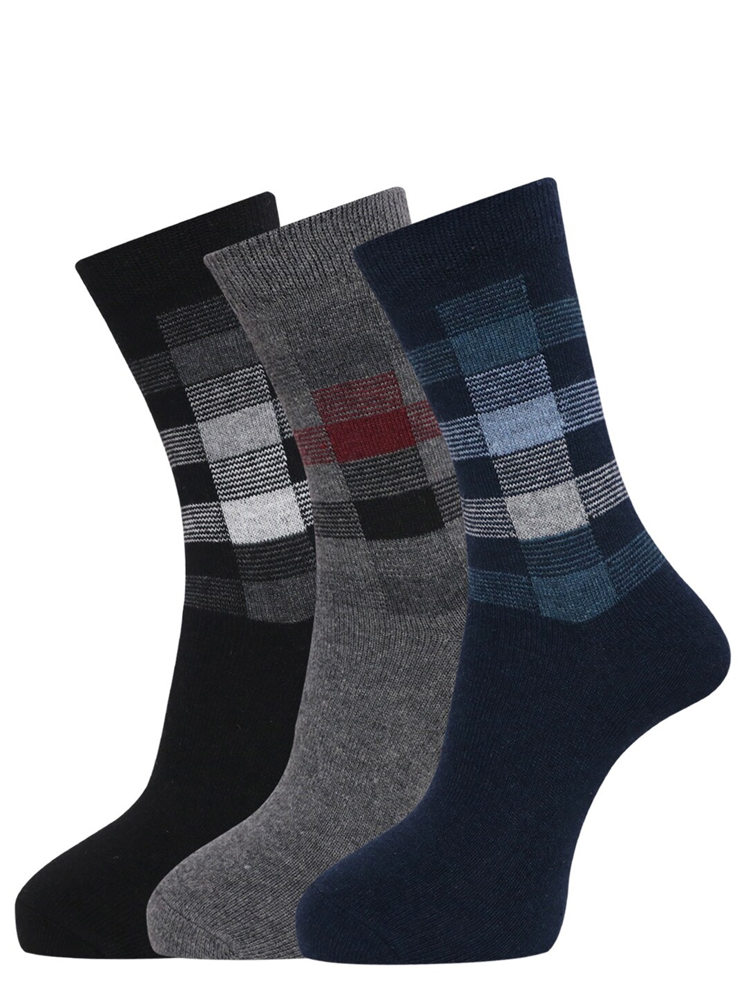 Dollar Socks Men Pack Of 3 Assorted Woolen Calf Length Socks