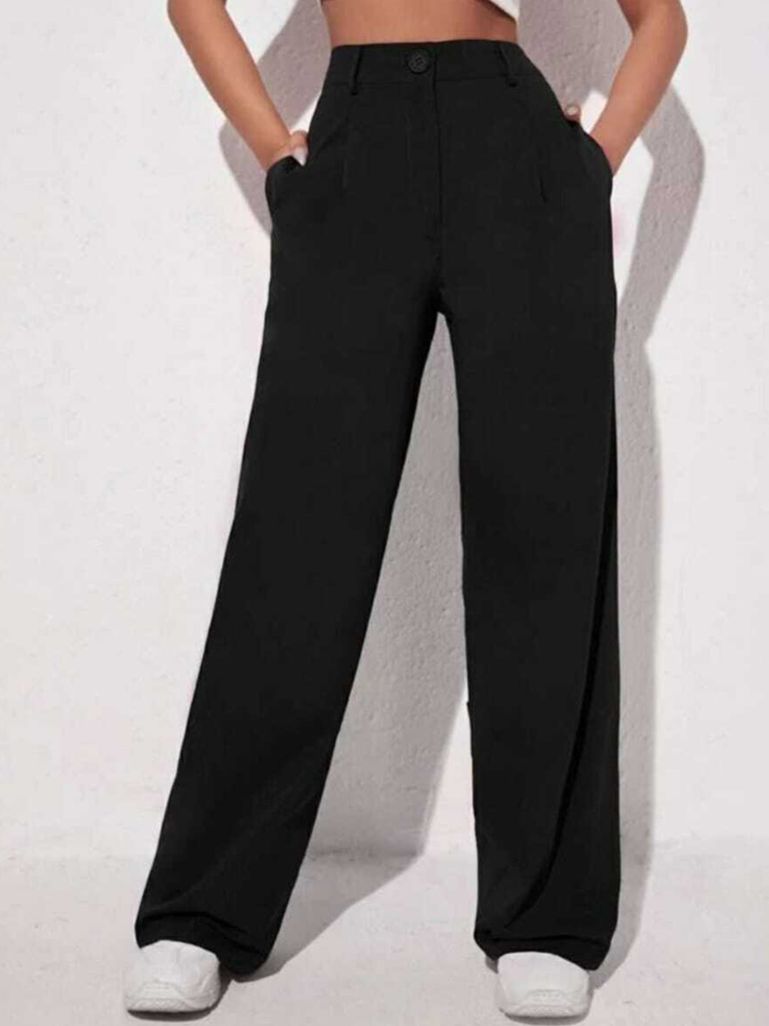 BROADSTAR Women Relaxed Straight Leg Loose Fit High-Rise Easy Wash Pleated Trousers, Black
BROADSTAR Women Relaxed Straight Leg Loose Fit High-Rise Easy Wash Pleated Trousers, Black