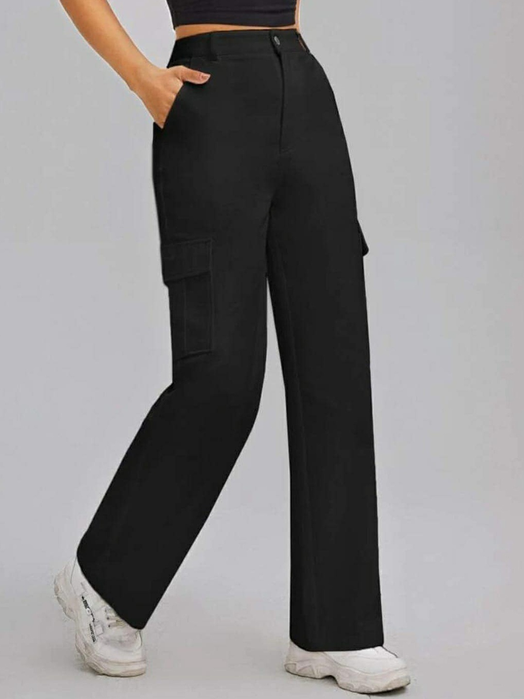 BROADSTAR Women Relaxed Straight Leg Loose Fit High-Rise Easy Wash Cargo Trousers, Black
BROADSTAR Women Relaxed Straight Leg Loose Fit High-Rise Easy Wash Cargo Trousers, Black