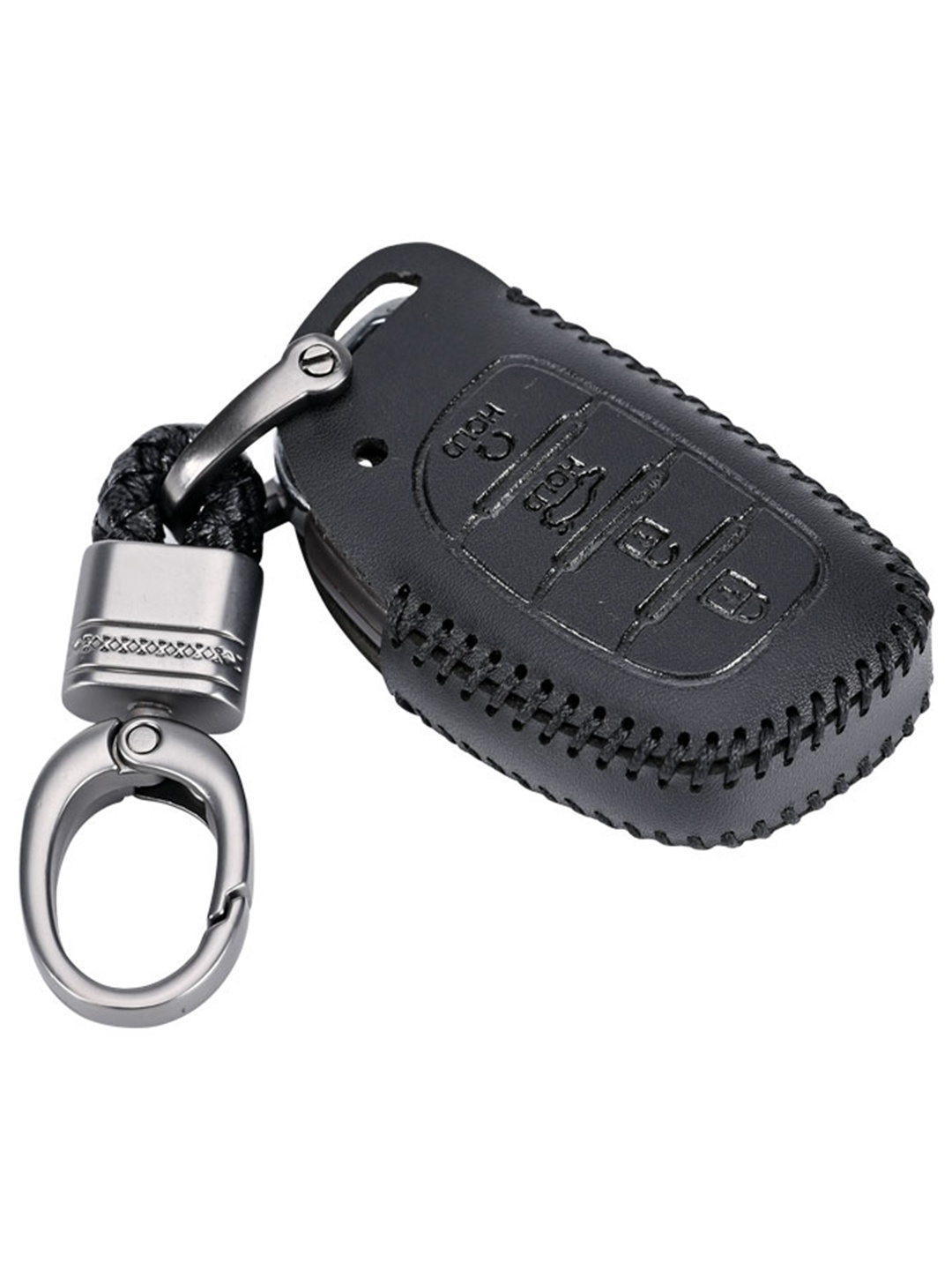 CONTACTS Soft Leather Car Key Cover Compatible with Hyundai 4 Button Smart Key With Key Chain, Black
CONTACTS Soft Leather Car Key Cover Compatible with Hyundai 4 Button Smart Key With Key Chain, Black