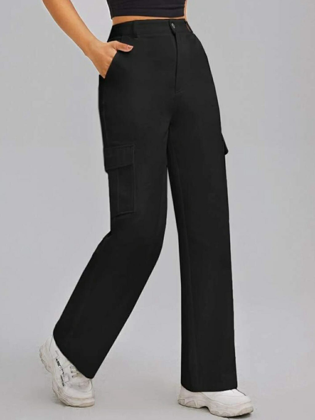 BROADSTAR Women Relaxed Straight Leg Loose Fit High-Rise Easy Wash Regular Trousers, Black
BROADSTAR Women Relaxed Straight Leg Loose Fit High-Rise Easy Wash Regular Trousers, Black