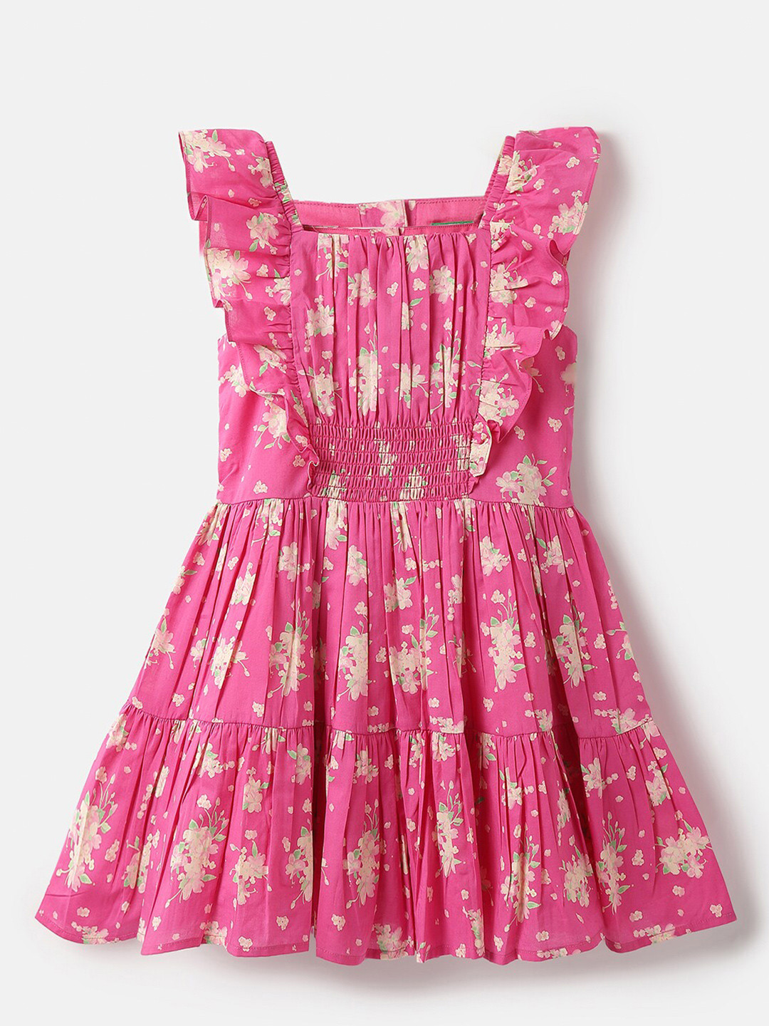 United Colors of Benetton Girls Cotton Floral Dress, Pink 
United Colors of Benetton Girls Cotton Floral Dress, Pink