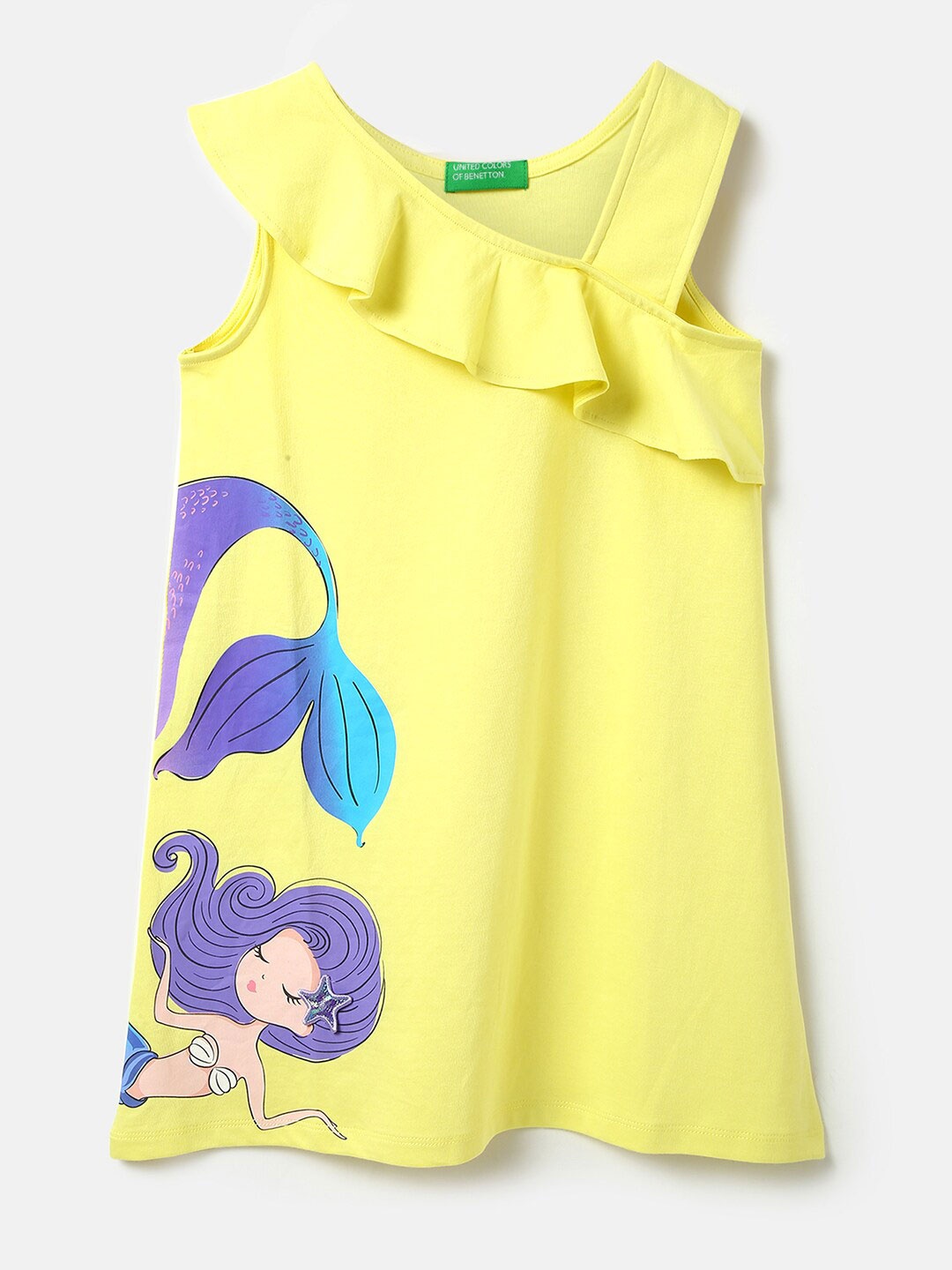 United Colors of Benetton Girls Graphic Print Asymmetric Neck A-Line Cotton Dress, Yellow
United Colors of Benetton Girls Graphic Print Asymmetric Neck A-Line Cotton Dress, Yellow