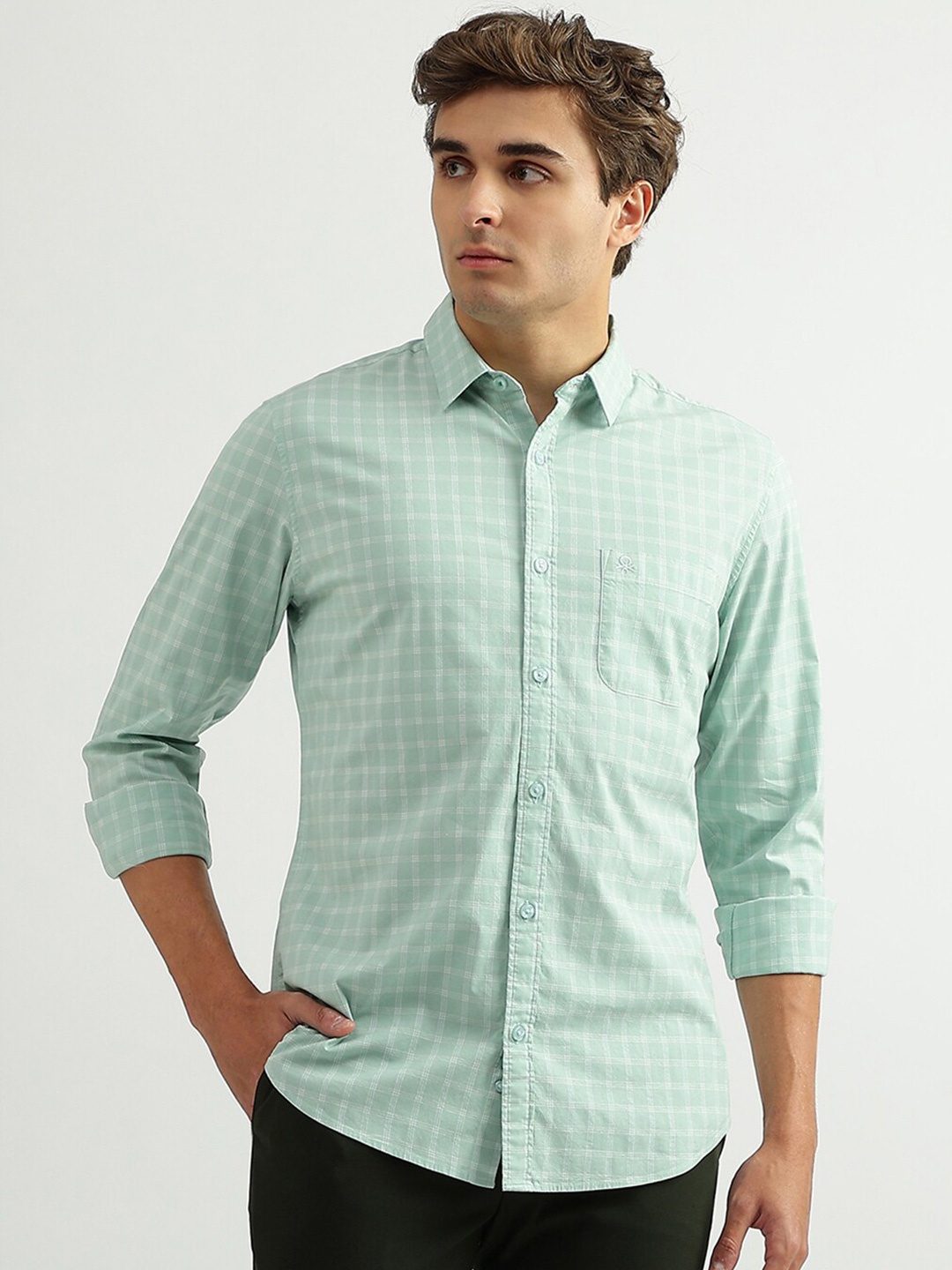 United Colors of Benetton Men Slim Fit Checked Casual Cotton Shirt, Green
United Colors of Benetton Men Slim Fit Checked Casual Cotton Shirt, Green